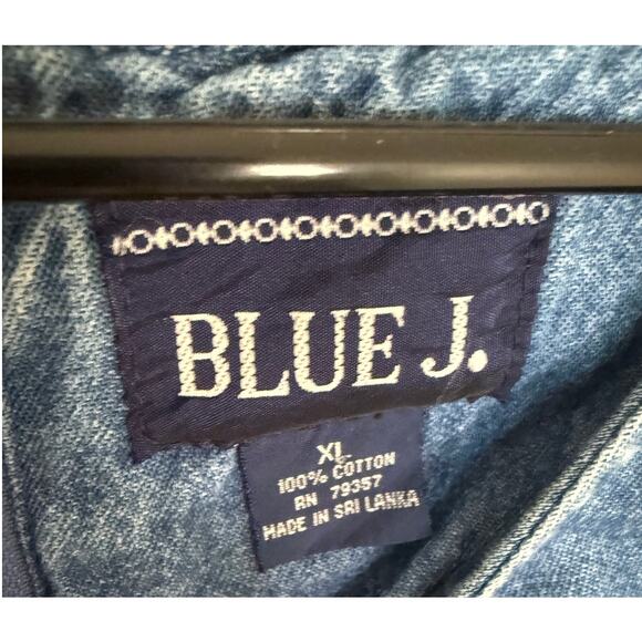 Blue J. Embroidered Palm Tree Seashell Denim Dress XL Beach Casual 90s Look - Picture 5 of 5